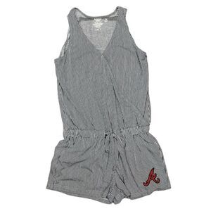 Atlanta Braves Women's Striped Sleep‎ Romper Navy Size M